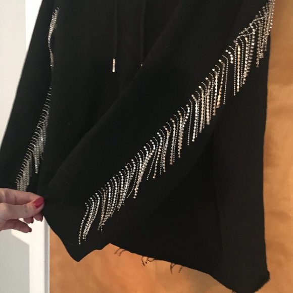 AQUA Embellished Crystal Fringed Hoodie - Picture 5 of 7